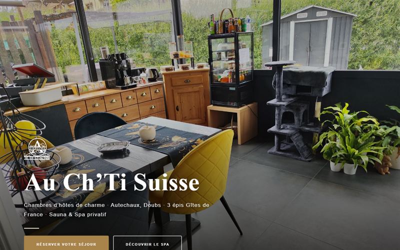 Page d'accueil du site Au Ch'Ti Suisse, chambres d'hôtes à Autechaux dans le Doubs