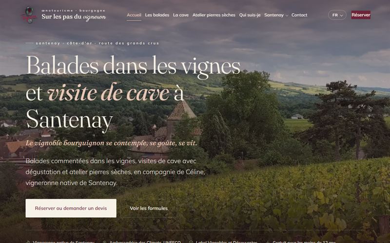 Page d'accueil du site Sur les pas du vigneron, balades dans les vignes à Santenay